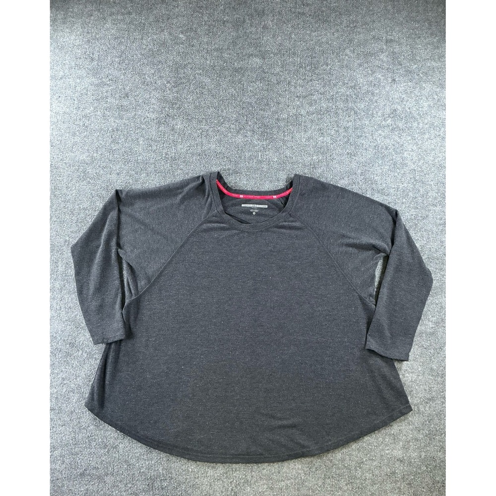 Tommy Hilfiger Sport Womens Large Gray Raglan Long Sleeve Activewear Top L